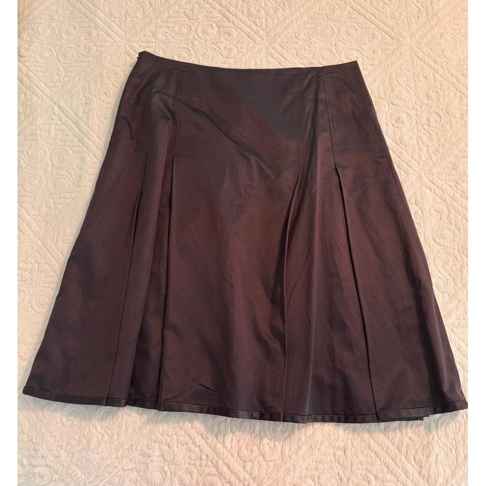 Sigrid Olsen Charcoal Pleated A Line Skirt Flared Cotton Silk Sz 8 Classic Chic - Picture 3 of 13